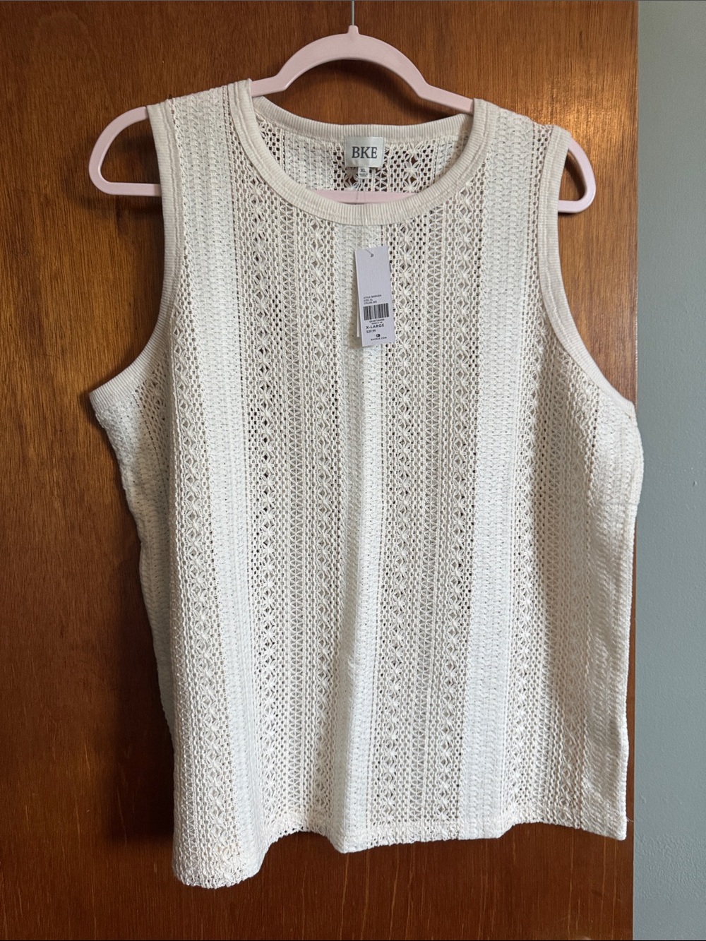 BKE Cream Open-Knit Sleeveless Tank